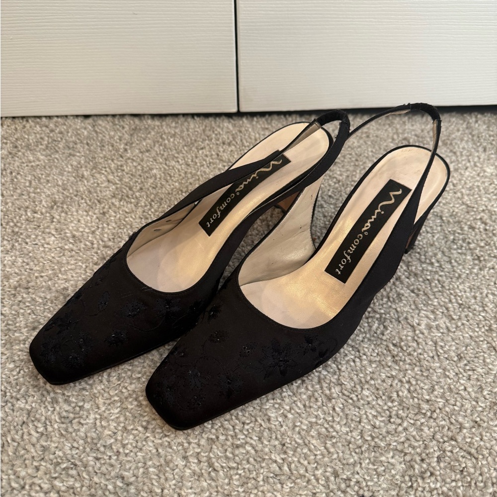 Nina Shoes Black Slingback Heels